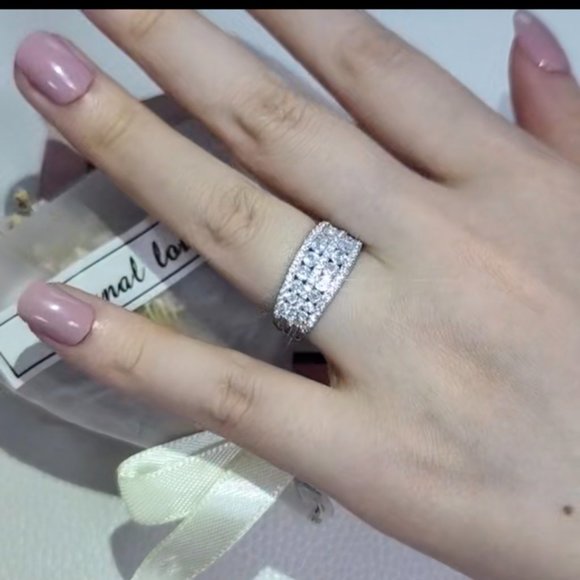 NEW MULTI LAYER S925 STERLING SILVER DIAMOND RING - Picture 4 of 7